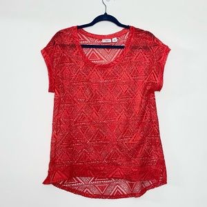 Cato see through red/orange top, size Medium